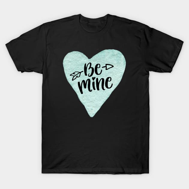 Be Mine Heart Black T-Shirt by chrissyloo